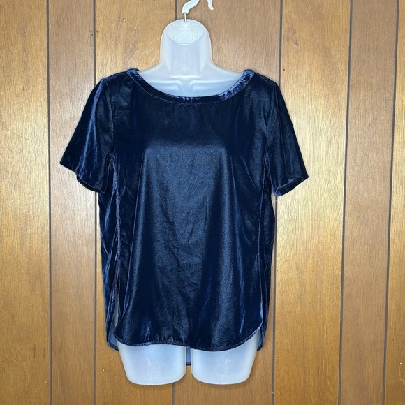 Banana Republic Top Womens Navy‎ Small Velvet Preppy Romantic Capsule Elegant - Picture 1 of 12